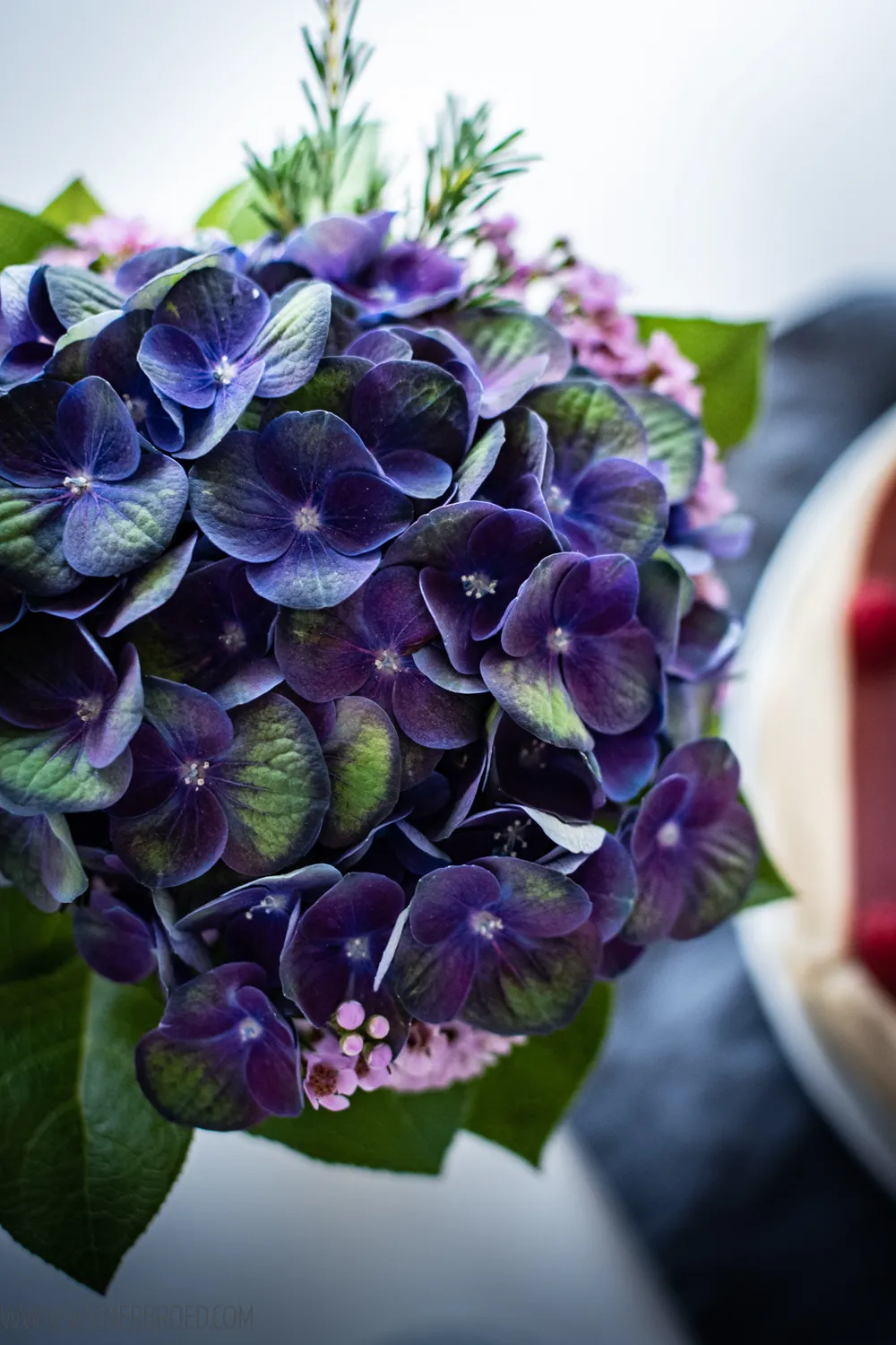 Nahaufnahme des Lagkage, der die feinen Schichten aus Creme und Biskuit sowie die frische Himbeerdekoration hervorhebt