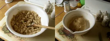 Nahaufnahme von Lebkuchenteig, der von Hand zu einer glatten Kugel geformt wird, bereit für die Kühlung.