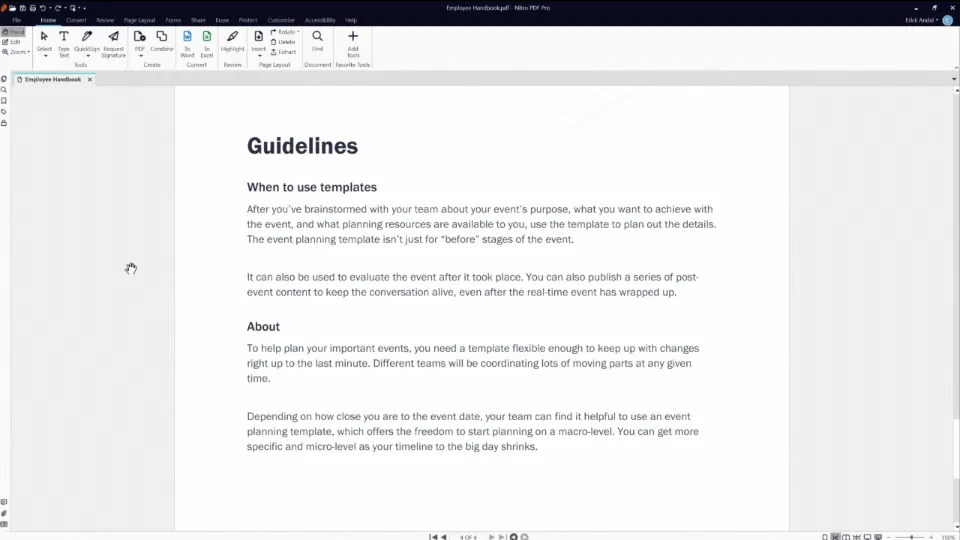 Nitro PDF Pro Benutzeroberfläche