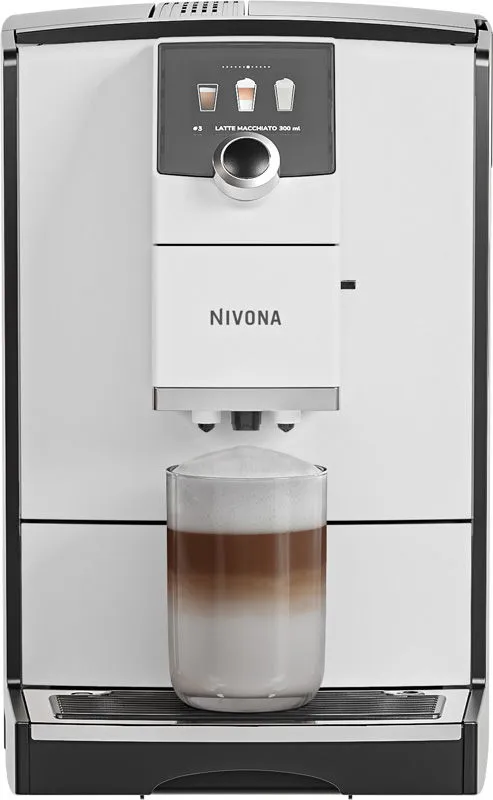 NIVONA NICR 796 Kaffeevollautomat Frontansicht in Weiß mit Chrom-Akzenten