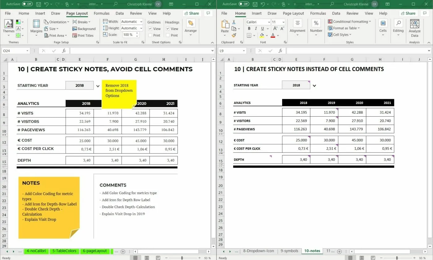 Notizen und Kommentare in Excel-Tabellen ansprechend gestalten mit Formen