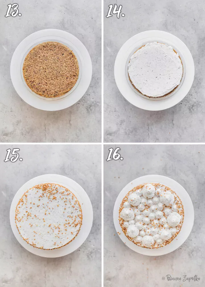 Nuss-Sahne-Torte schichten