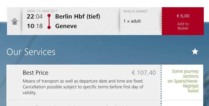 ÖBB Ticket Angebot Berlin Hbf - Genf