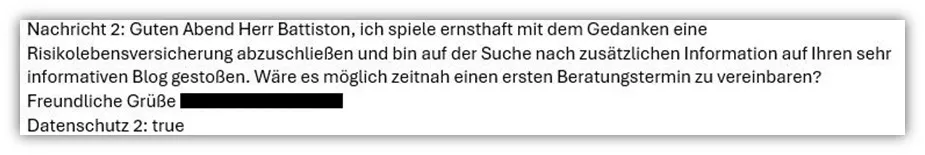 Online-Anfrage für Risikolebensversicherung Beratung