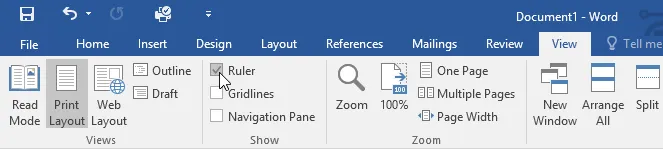 Option &quot;Lineal&quot; aktivieren oder deaktivieren in Word 16