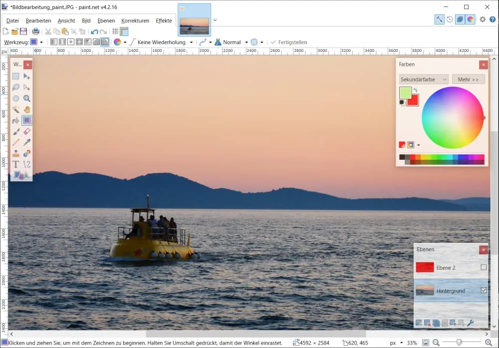 Paint.NET Benutzeroberfläche - Ideal für Einsteiger mit Ebenenbearbeitung auf Windows