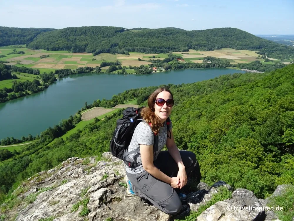 Panoramablick auf den Happurger Stausee vom Hohlen Fels im Nürnberger Land