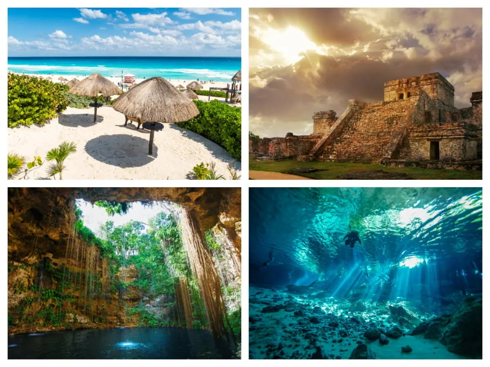 Panoramablick auf Strände und Naturlandschaften in Cancún, Mexiko