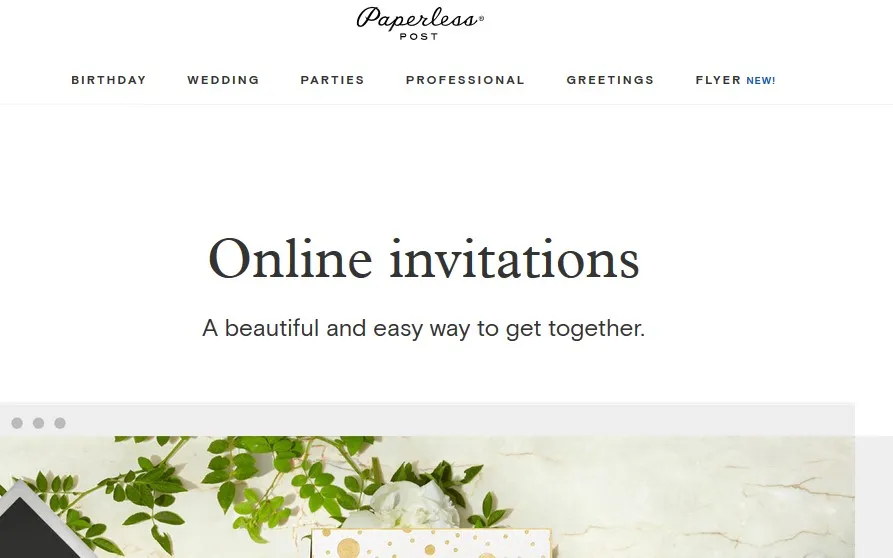 Paperless Post Plattform für digitale Einladungen und Grußkarten