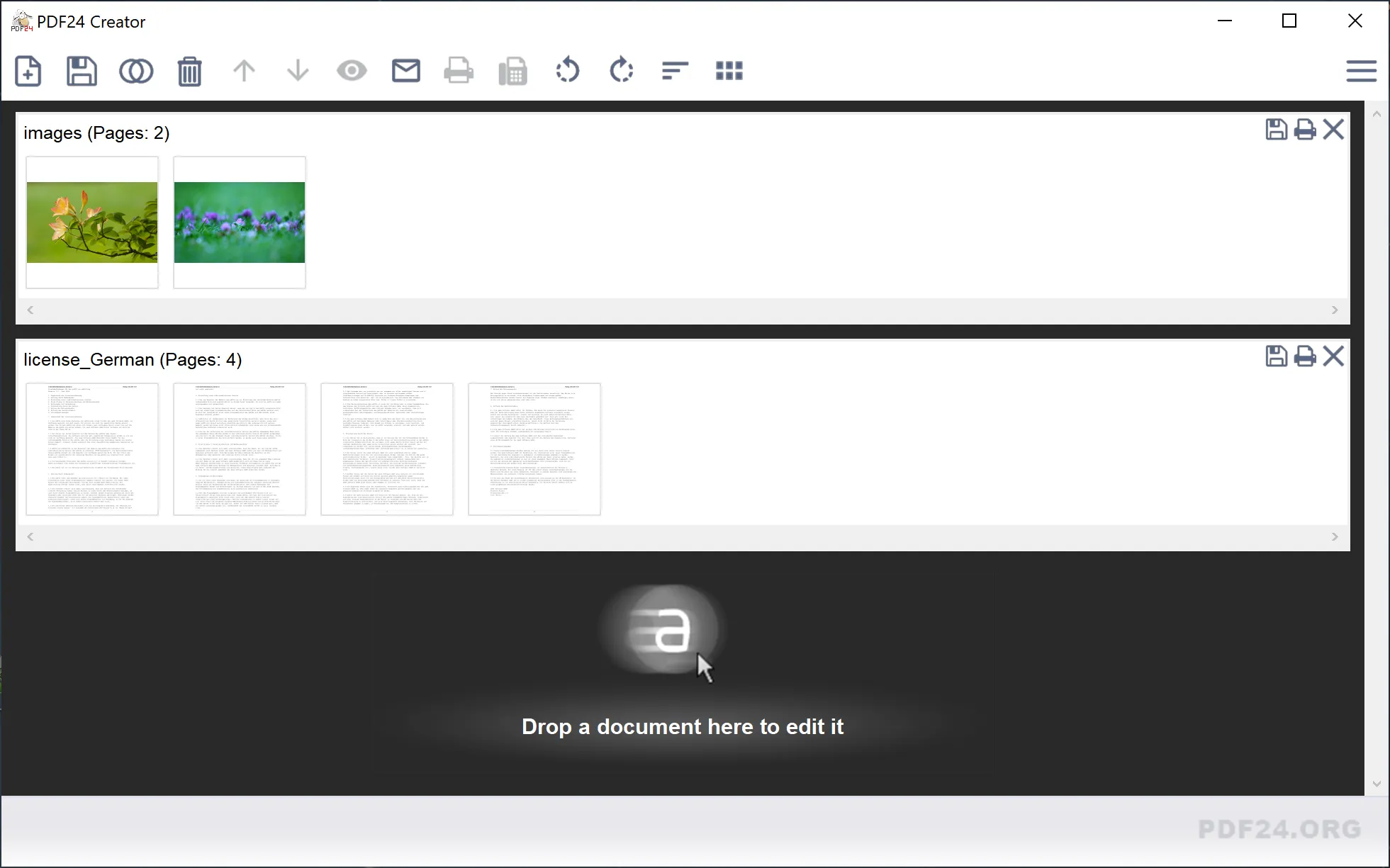 PDF24 Creator Hauptfenster