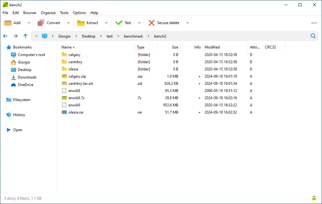 PeaZip Screenshot auf Windows im Light Mode