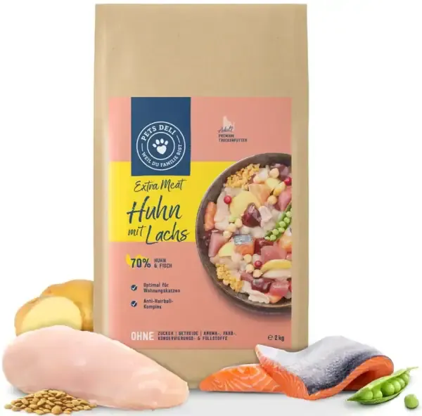 Pets Deli Huhn mit Lachs: Trockenfutter mit hohem Fleisch- und Fischanteil