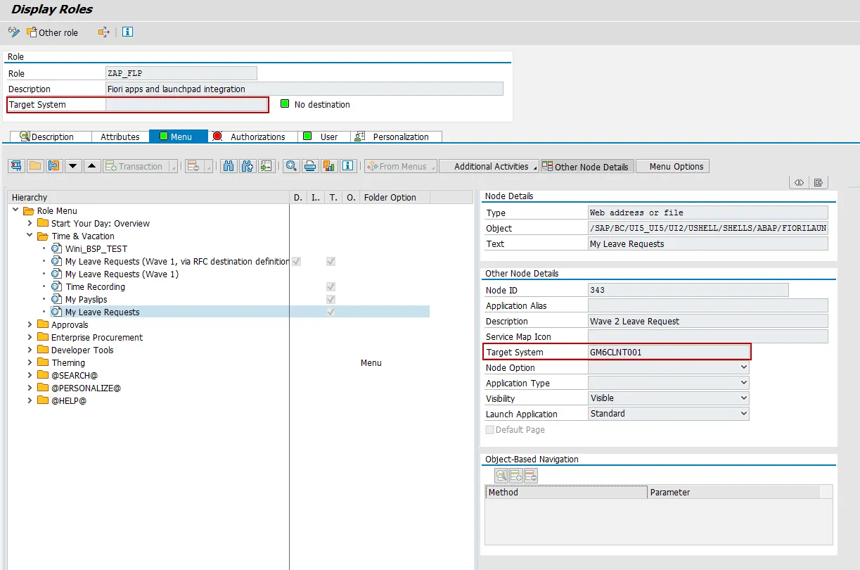 PFCG Konfiguration für Zielsystem in SAP SM59