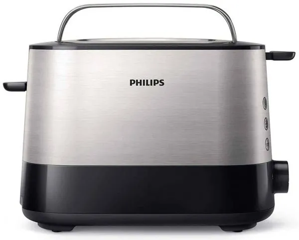 Philips HD2637/90 Toaster in mattem Schwarz mit Metalleinsätzen