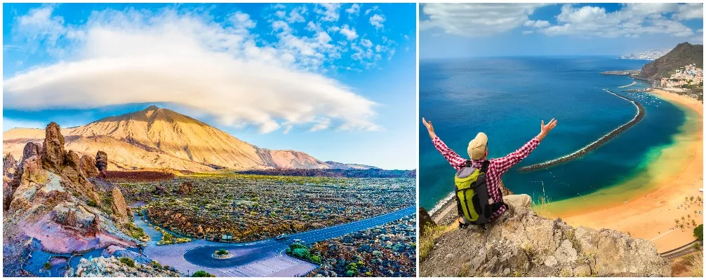 Pico del Teide und die karibisch anmutende Playa de las Teresitas auf Teneriffa