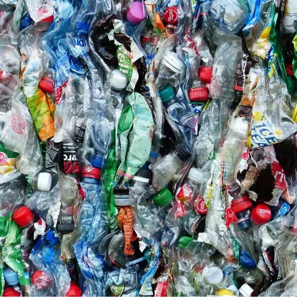 Plastikmüll in der Umwelt als Symbol für die globale Plastikverschmutzung und das Problem von Einwegplastik, insbesondere durch Konzerne wie Coca-Cola.
