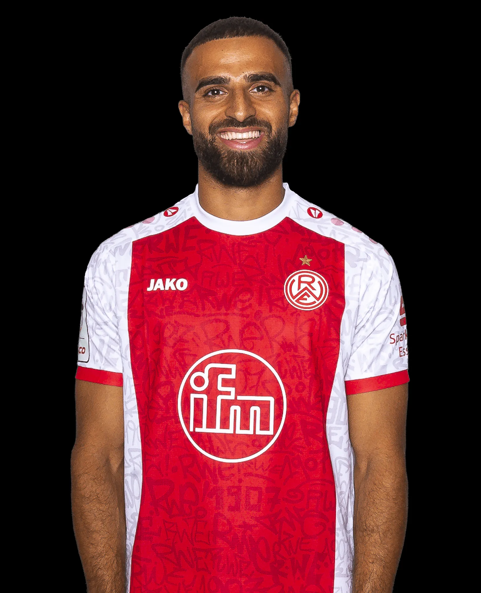 Portrait des Stürmers Ramien Safi von Rot-Weiss Essen, bekannt für seine Torgefahr.