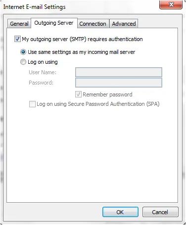 Postausgangsserver Authentifizierung