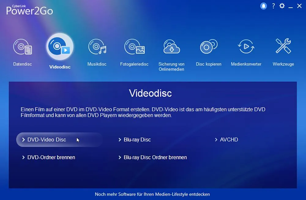 Power2Go - DVD erstellen mit Menü