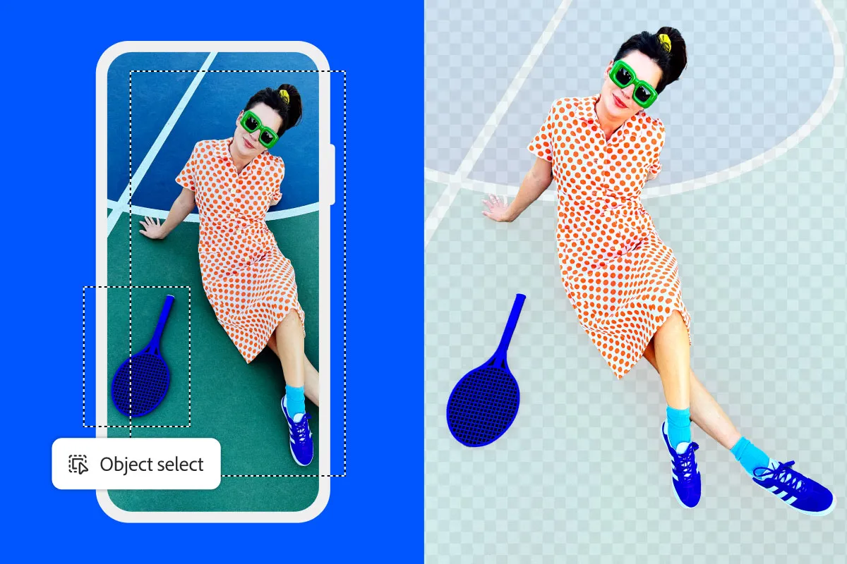 Präzise Objektauswahl mit Photoshop Mobile, ideal für die schnelle Bearbeitung von Personen und Gegenständen in einem Foto.