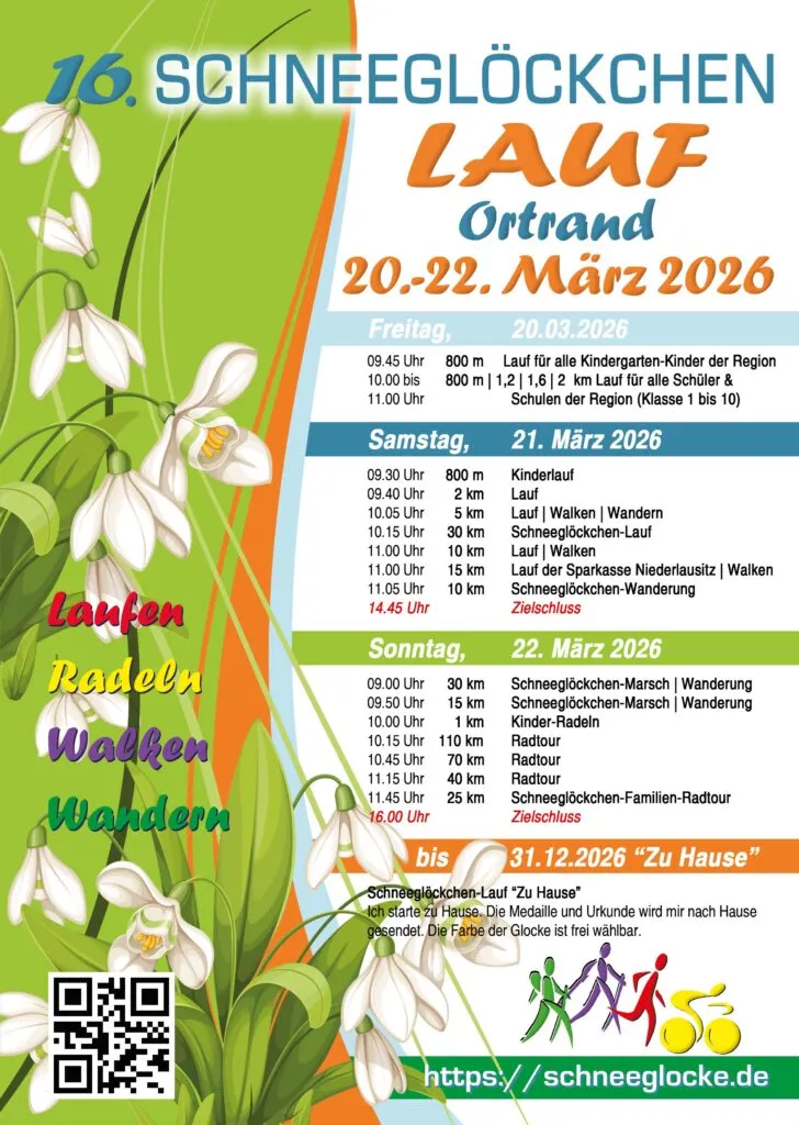 Programm des Schneeglöckchen-Laufs 2026 in Ortrand