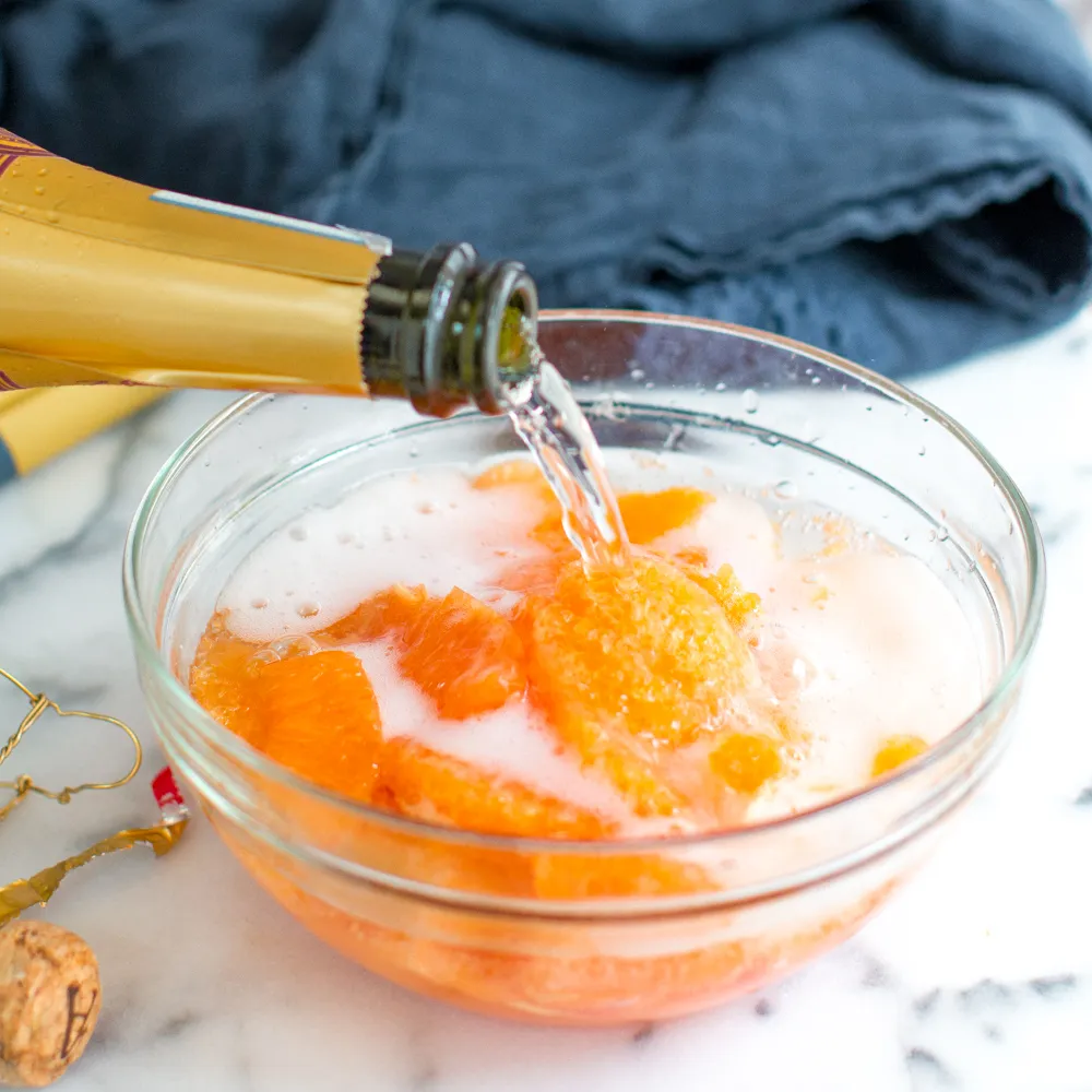 Prosecco getränkte Orangen