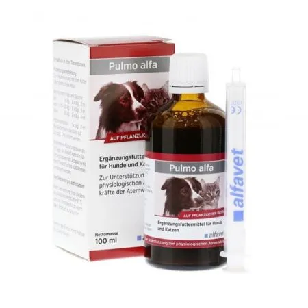Pulmo Alfa 100 ml von Alfavet, Sirup zur Unterstützung der Atemwegsfunktionen bei Hunden und Katzen