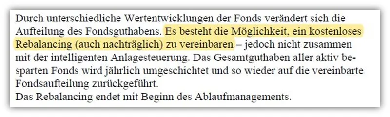 Rebalancing-Funktion der Alte Leipziger fondsgebundenen Rentenversicherung