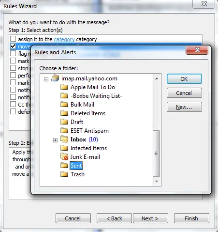 Regel: Kopie in Gesendete Elemente verschieben