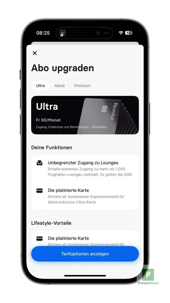 Revolut Ultra mit Platin-Karte