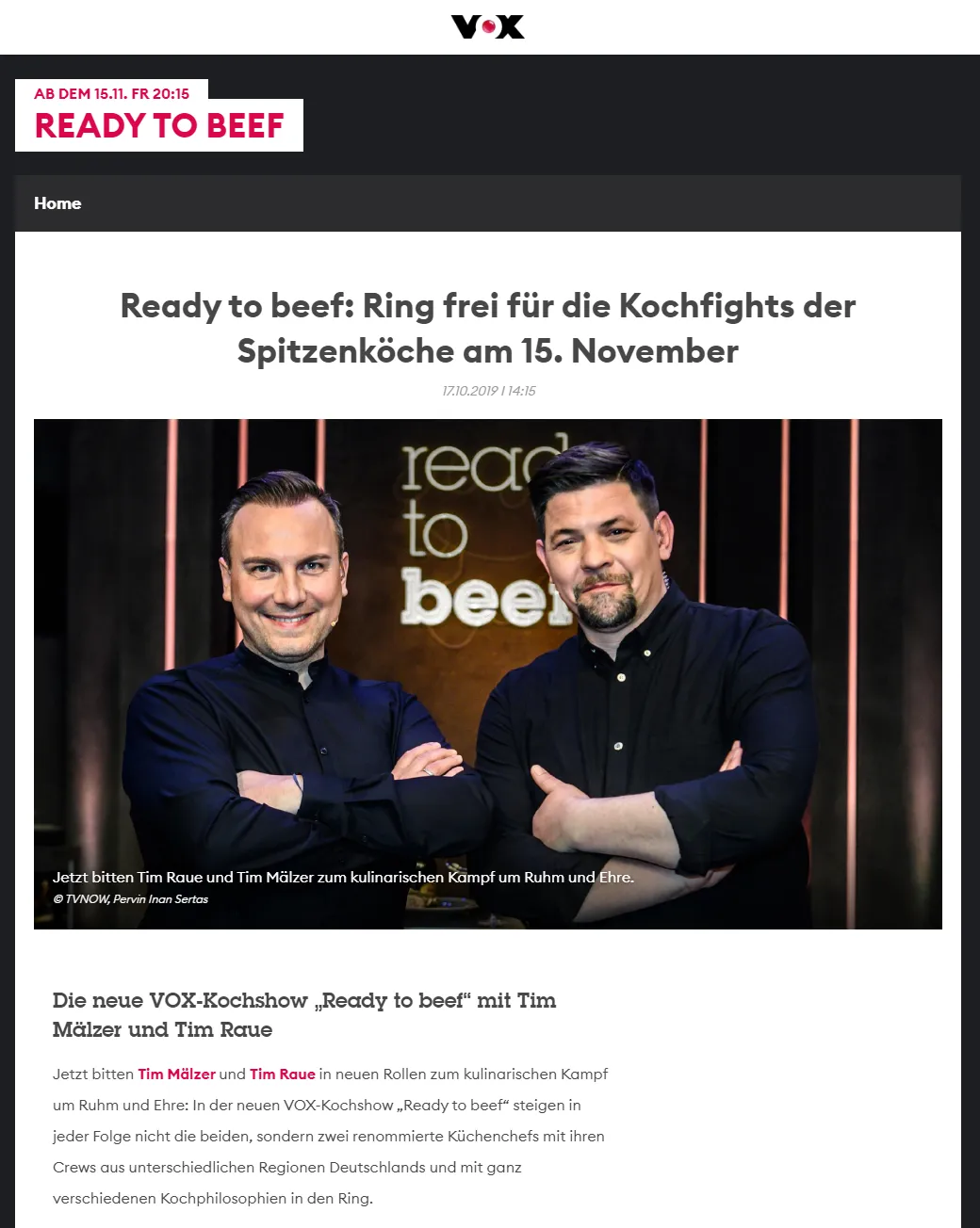 Rino Frattesi bei Ready to beef: Pressemeldung und TV-Duell