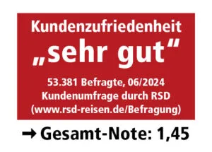RSD Reisen Zufriedenheitssiegel für geprüfte Qualität und Kundenzufriedenheit
