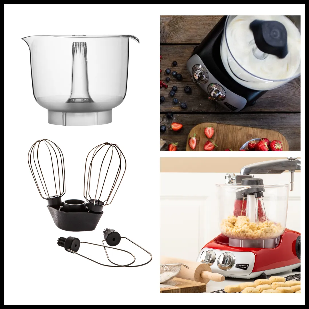 Rührschüssel mit Schneebesen und Rührbesen für leichte Mischungen