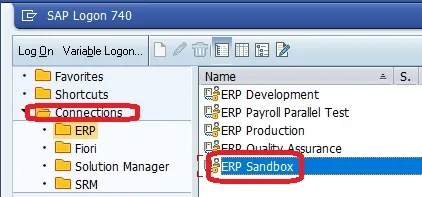 SAP GUI Verbindungsliste