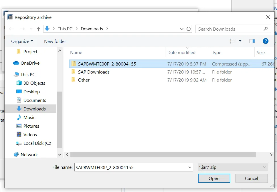 SAP HANA Studio BW-MT Installation Location Auswahl