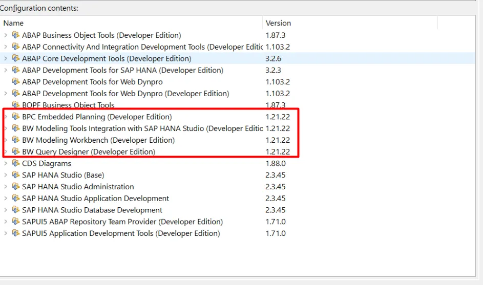 SAP HANA Studio BW-MT Upgrade Erfolgreich