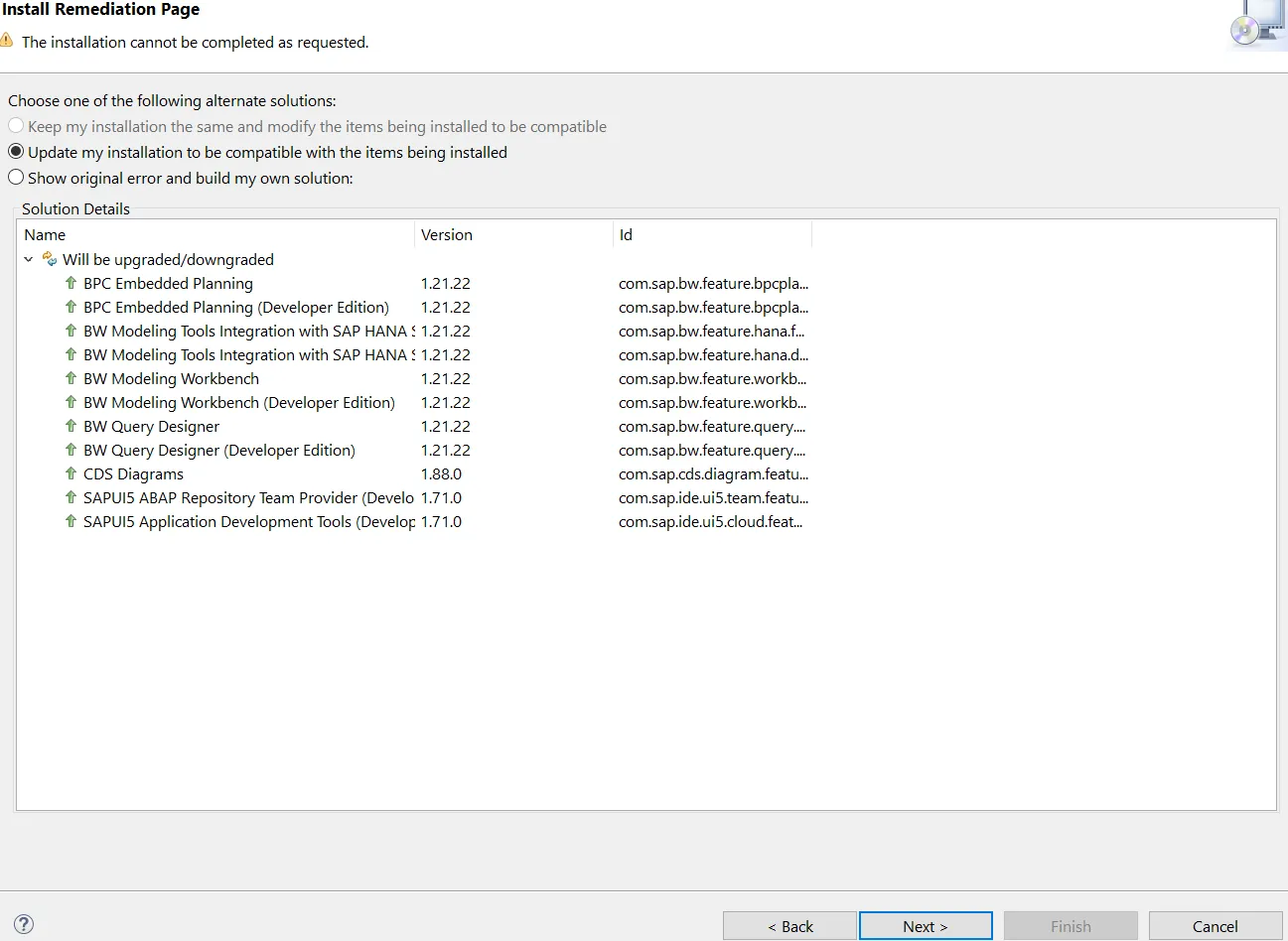 SAP HANA Studio BW-MT Upgrade Kompatibilität
