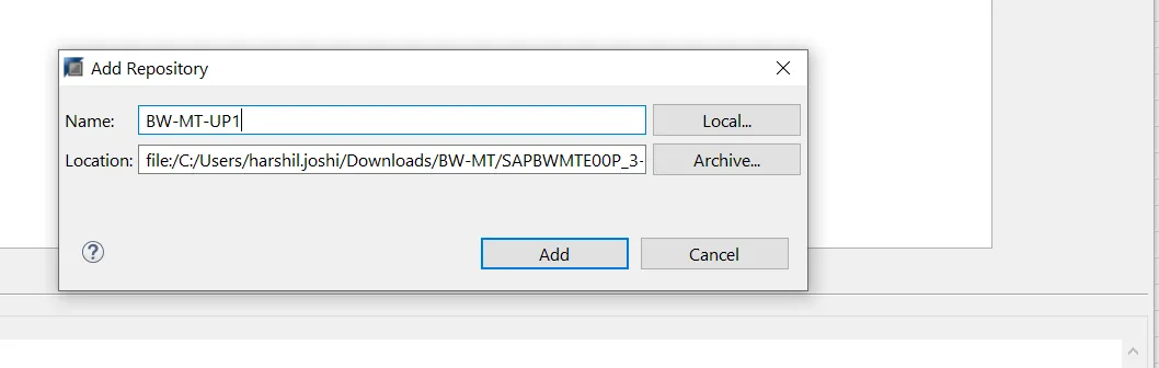 SAP HANA Studio BW-MT Upgrade Name und Add
