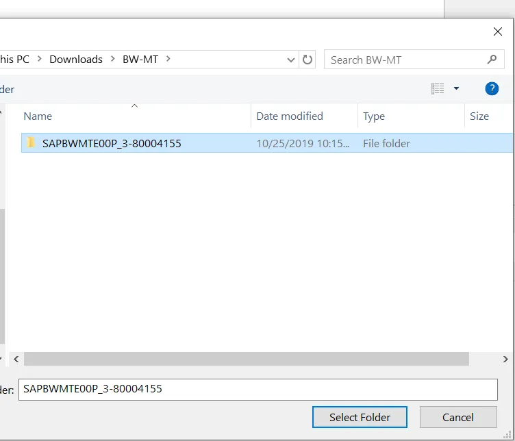 SAP HANA Studio BW-MT Upgrade Pfad Auswahl