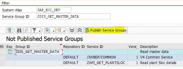 SAP OData V4 Publish Service Group bestätigt