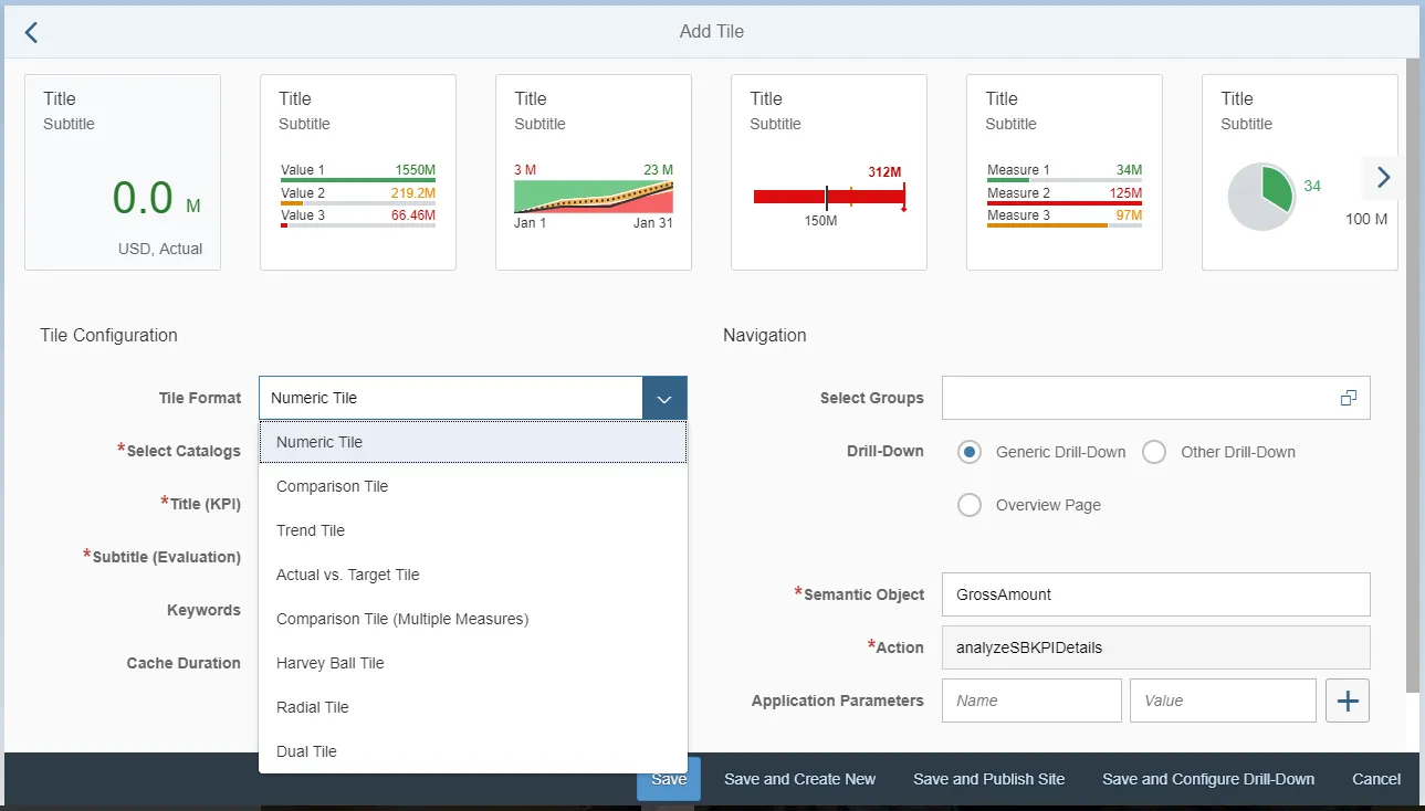 SAP Smart Business KPI Kacheln