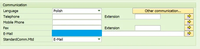 SAP XD02: Eingabe der E-Mail-Adresse im Kundenstammsatz für den Mahnversand.