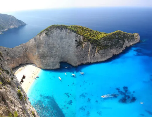 Schiffswrack in der Navagio Bucht auf Zakynthos, Griechenland