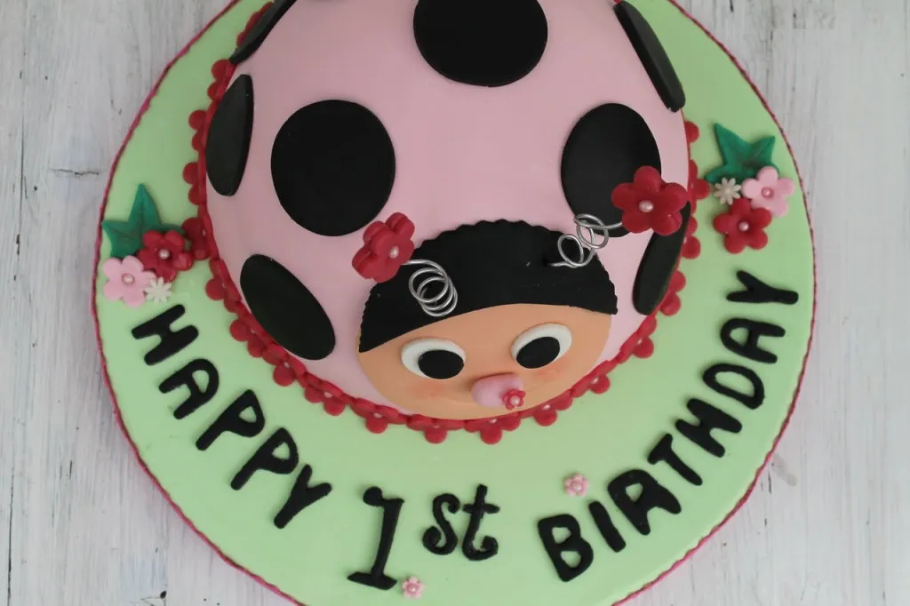 Schnittbild einer kleinen Torte zum Geburtstag mit Wunderkuchenböden und Fruchtcreme.