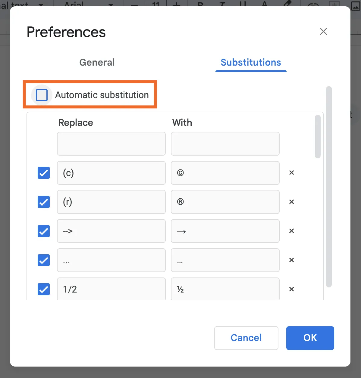 Schritt 3: Automatische Ersetzung deaktivieren