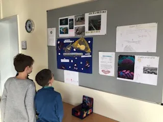 Schülerpräsentation visualisiert die Bedrohung der Fische im Meer durch Müll und Umweltverschmutzung.