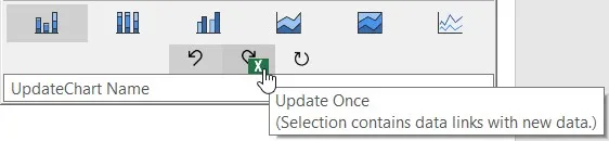Schwebende Symbolleiste des verknüpften think-cell Diagramms mit ausstehender Aktualisierung