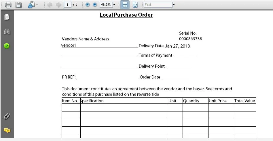 Screenshot: Ausführung des Adobe Formulars – Vorschau 2 mit dynamischen Daten