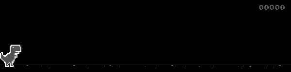 Screenshot des beliebten Chrome Dinosaurier-Spiels, das offline gespielt werden kann.